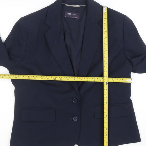 Marks and Spencer Women Navy Blue Size 14 Classic Blazer Jacket