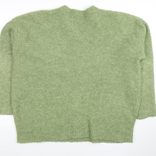 ASOS Design Men's Green Wool Blend V-Neck Jumper Size L