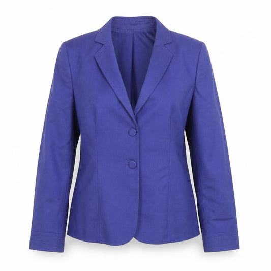 Front view of Dereta Women Blue Wool Single-Breasted Suit Jacket UK 10