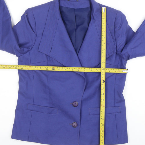Dereta Women Blue Wool Single-Breasted Suit Jacket UK 10