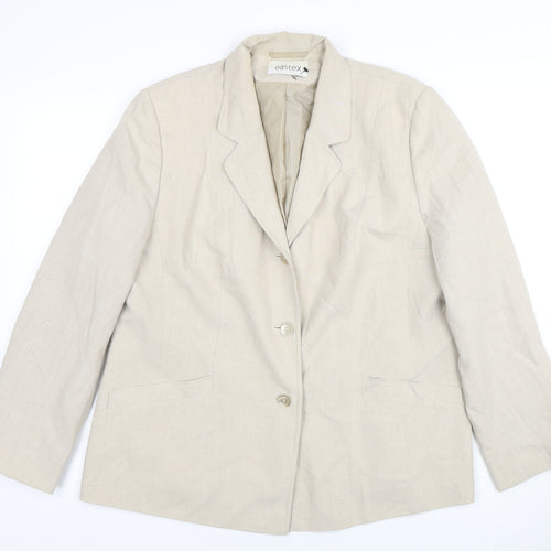 Eastex Women Beige Linen Blend Single-Breasted Blazer UK 18