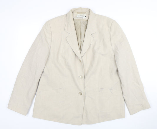 Eastex Women Beige Linen Blend Single-Breasted Blazer UK 18