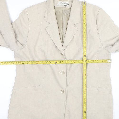 Eastex Women Beige Linen Blend Single-Breasted Blazer UK 18