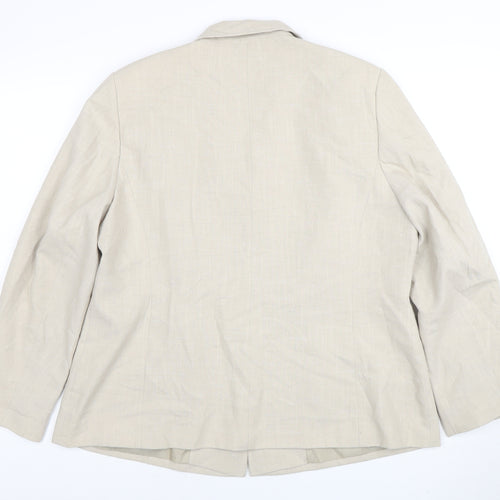 Eastex Women Beige Linen Blend Single-Breasted Blazer UK 18