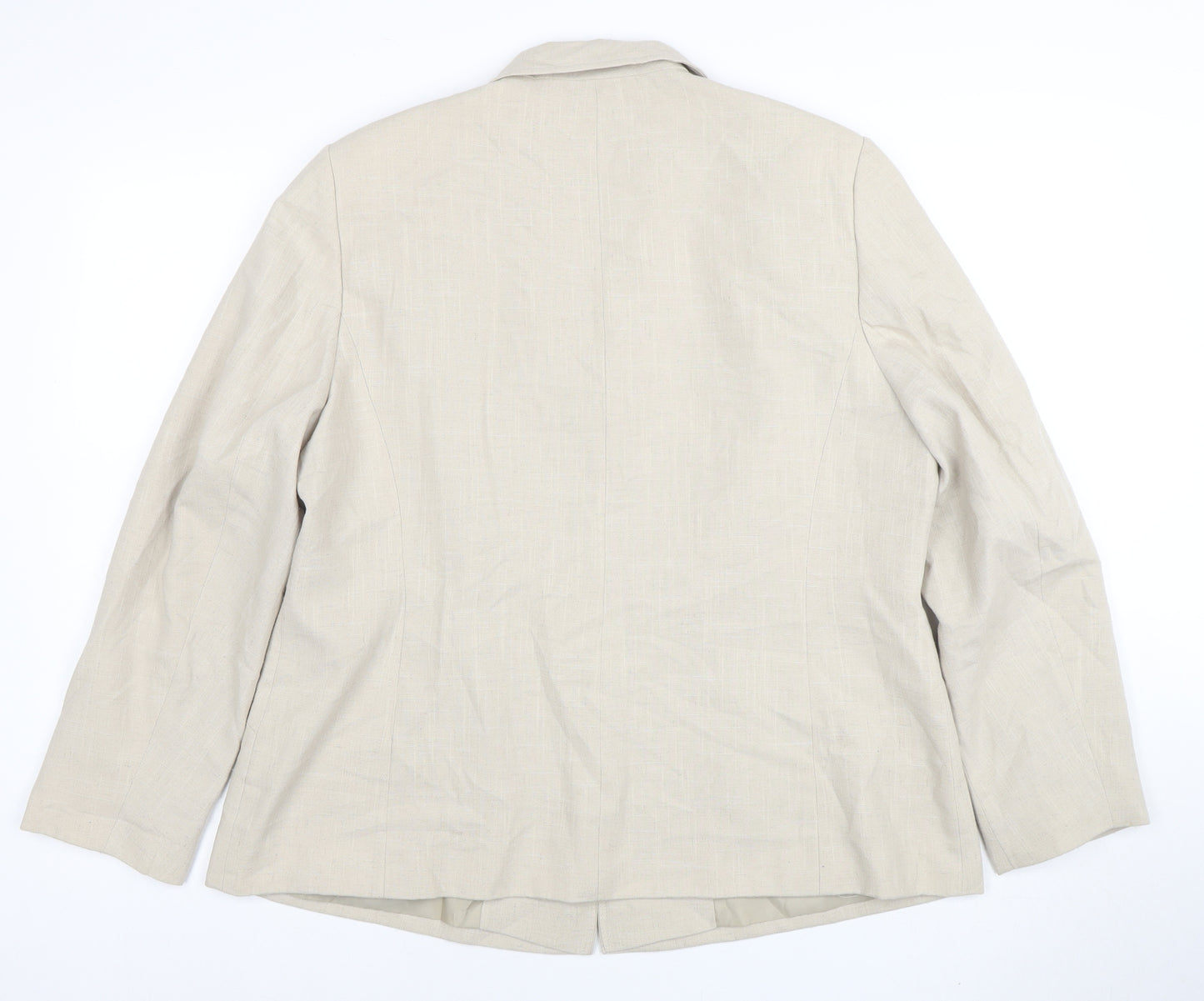 Eastex Women Beige Linen Blend Single-Breasted Blazer UK 18