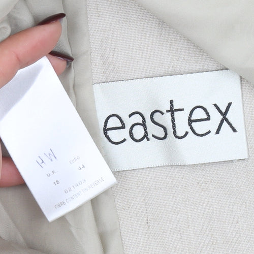 Eastex Women Beige Linen Blend Single-Breasted Blazer UK 18