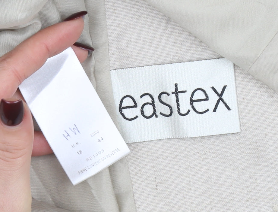 Eastex Women Beige Linen Blend Single-Breasted Blazer UK 18
