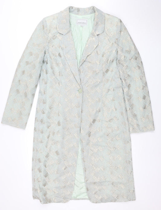 Michel Ambers Women’s Silver Metallic Mid-Length Blazer Size 12