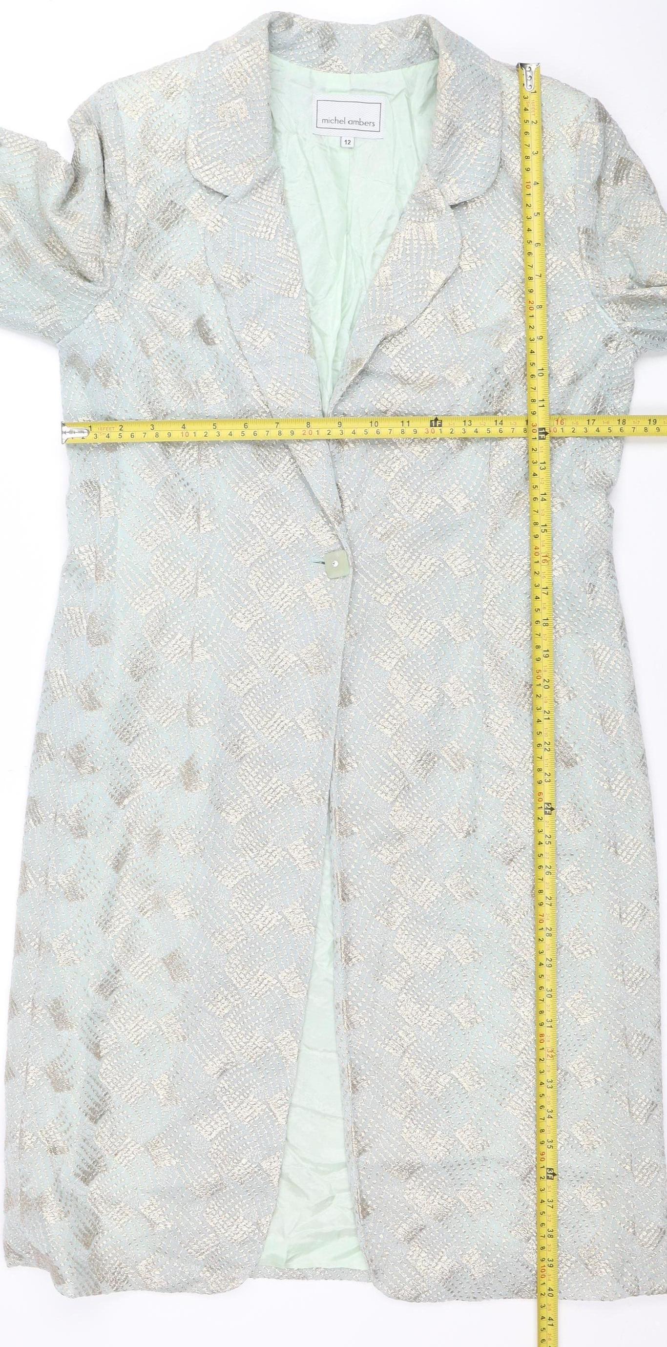 Michel Ambers Women’s Silver Metallic Mid-Length Blazer Size 12