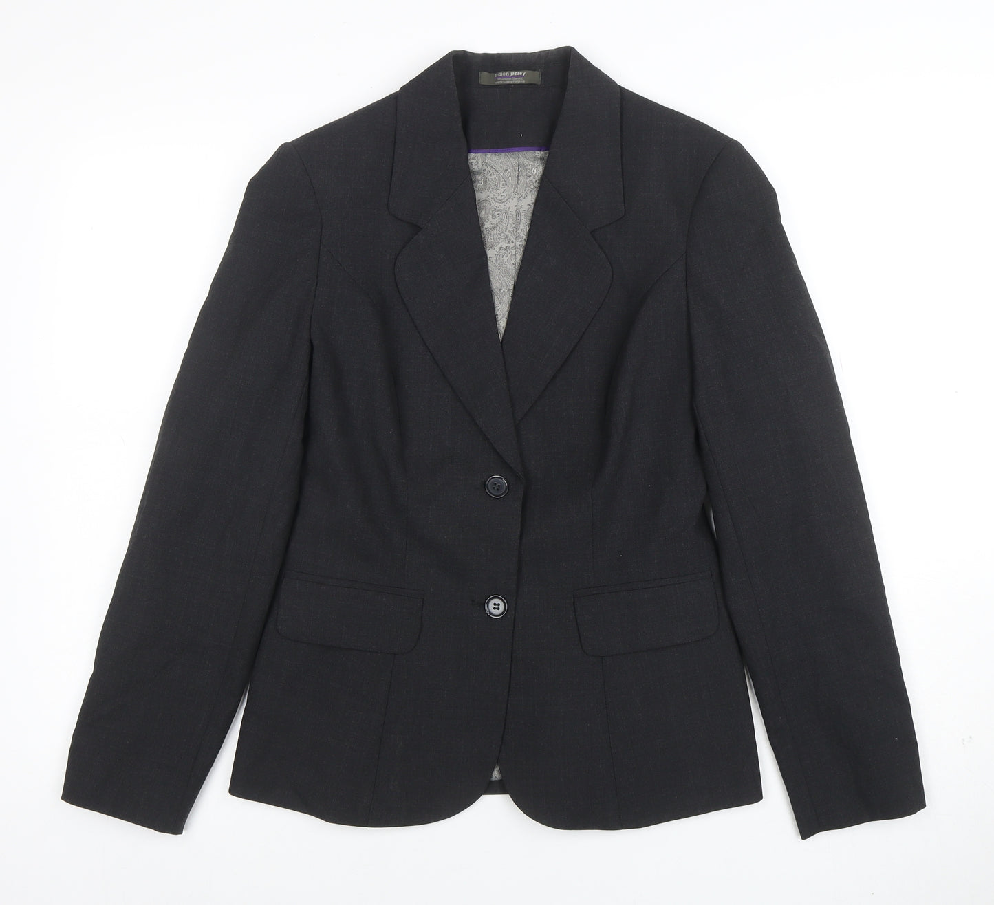 Simon Jersey Women's Black Wool Blend Two-Button Suit Jacket Size 8
