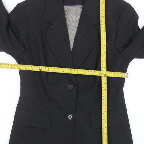 Simon Jersey Women's Black Wool Blend Two-Button Suit Jacket Size 8