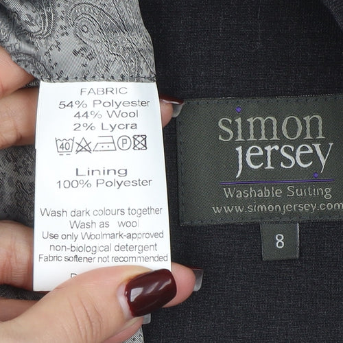 Simon Jersey Women's Black Wool Blend Two-Button Suit Jacket Size 8