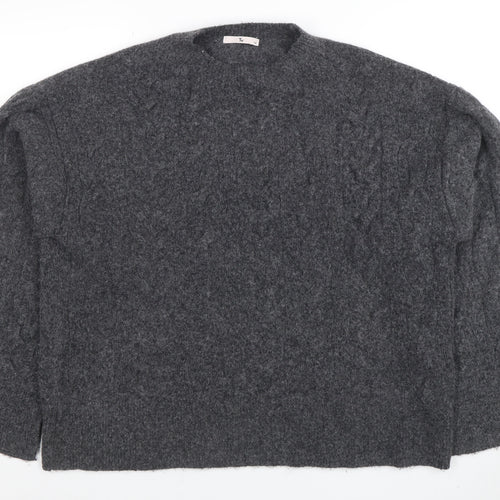 Tu Womens Grey Cable Knit Wool Blend Size 14 Jumper