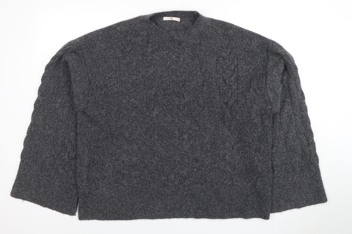 Tu Womens Grey Cable Knit Wool Blend Size 14 Jumper