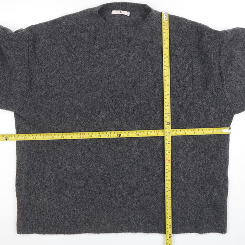 Tu Womens Grey Cable Knit Wool Blend Size 14 Jumper
