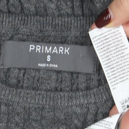 Primark Women's Grey Sleeveless Cable-Knit Beaded Pullover Jumper S
