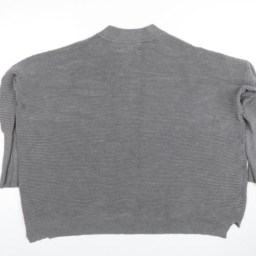 Paisie Women's Grey V-Neck Relaxed Knit Jumper S