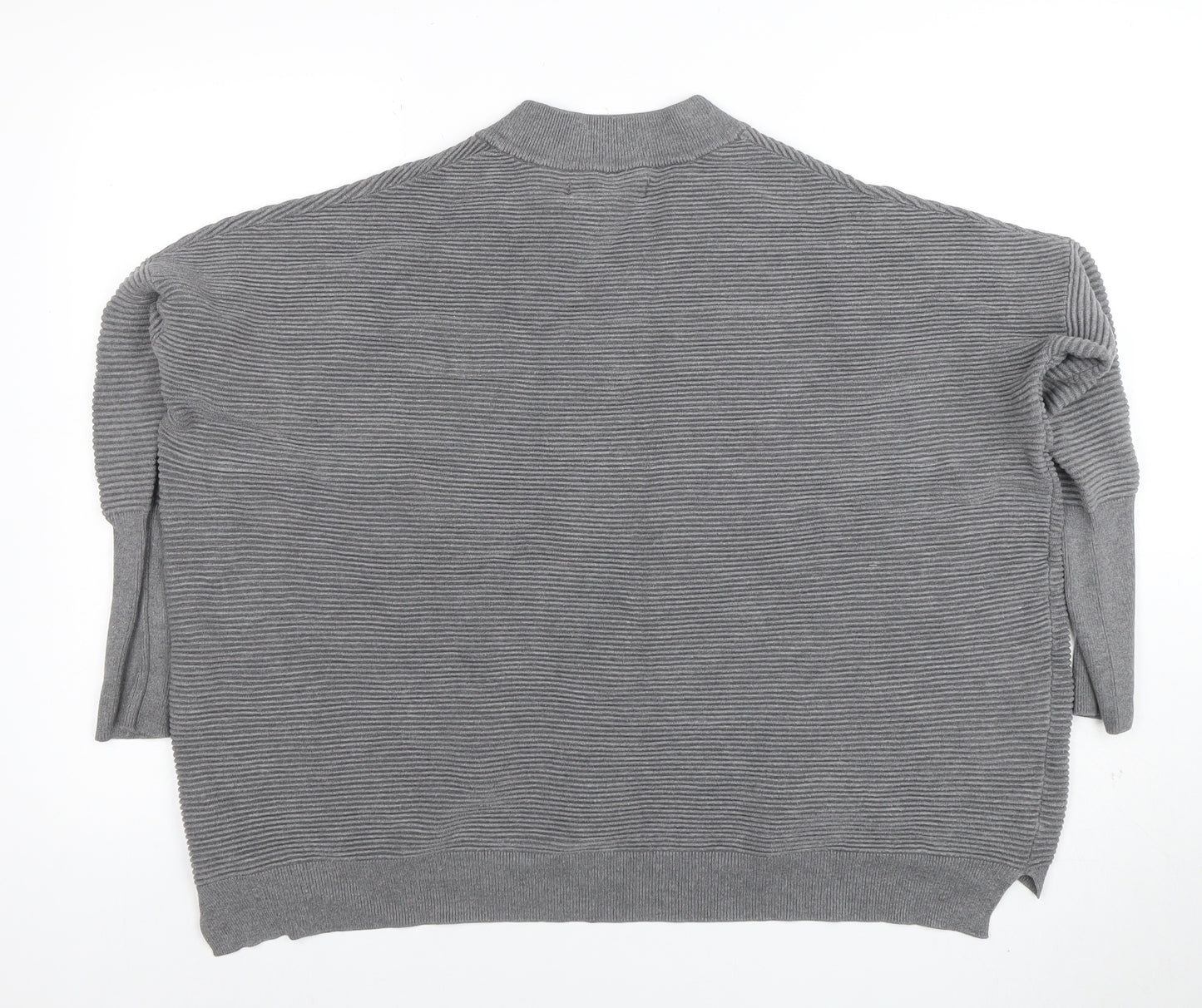 Paisie Women's Grey V-Neck Relaxed Knit Jumper S