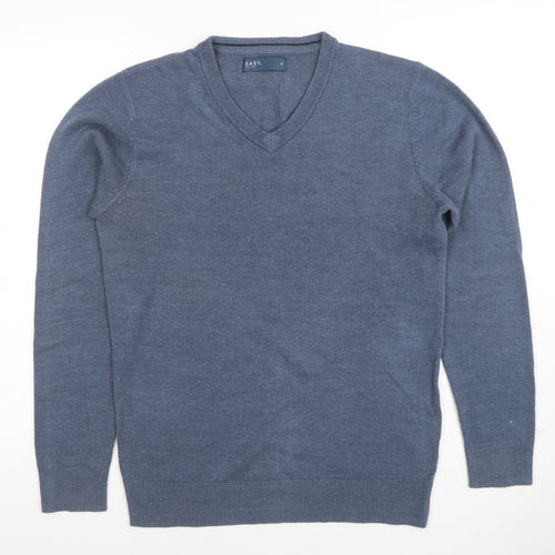 Easy Men’s Blue V-Neck Acrylic Jumper Small