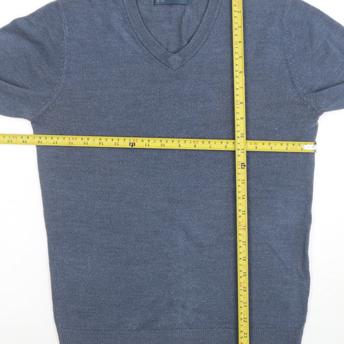 Easy Men’s Blue V-Neck Acrylic Jumper Small