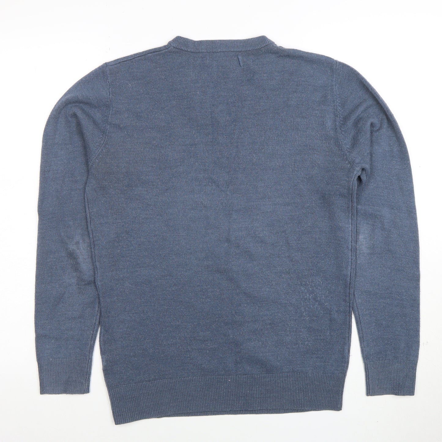 Easy Men’s Blue V-Neck Acrylic Jumper Small