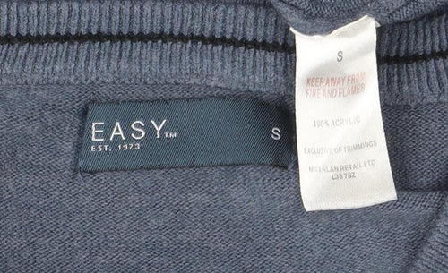 Easy Men’s Blue V-Neck Acrylic Jumper Small