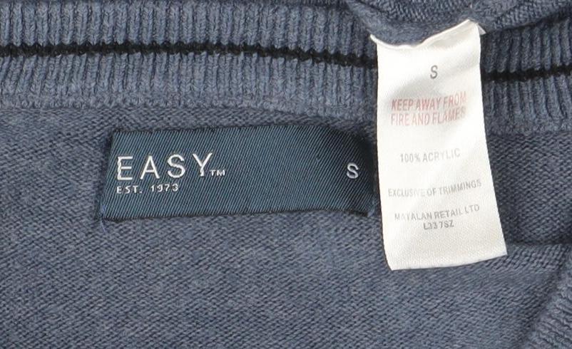 Easy Men’s Blue V-Neck Acrylic Jumper Small