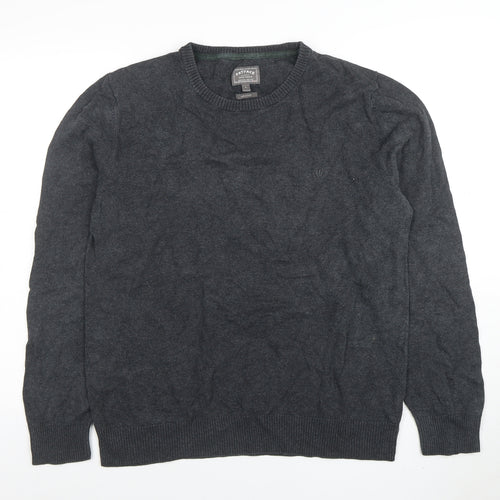 FatFace Men's Grey Cotton Cashmere Crew Neck Jumper Size L