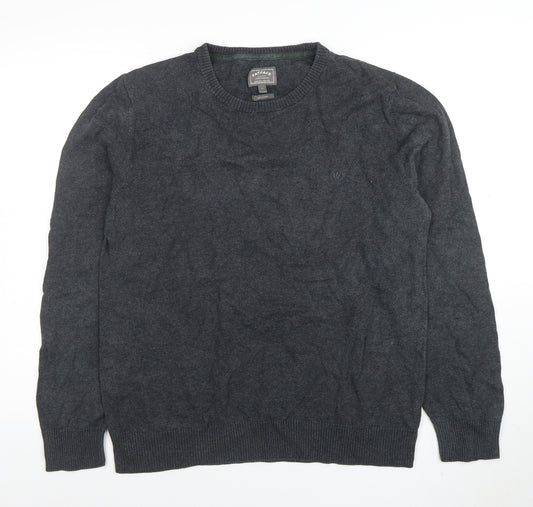 FatFace Men's Grey Cotton Cashmere Crew Neck Jumper Size L