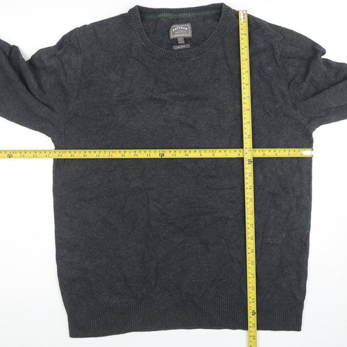FatFace Men's Grey Cotton Cashmere Crew Neck Jumper Size L