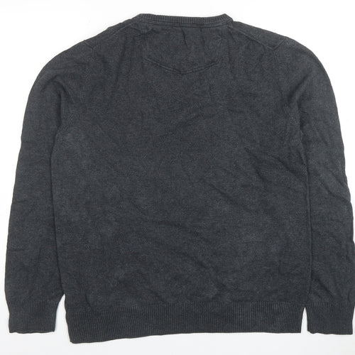 FatFace Men's Grey Cotton Cashmere Crew Neck Jumper Size L