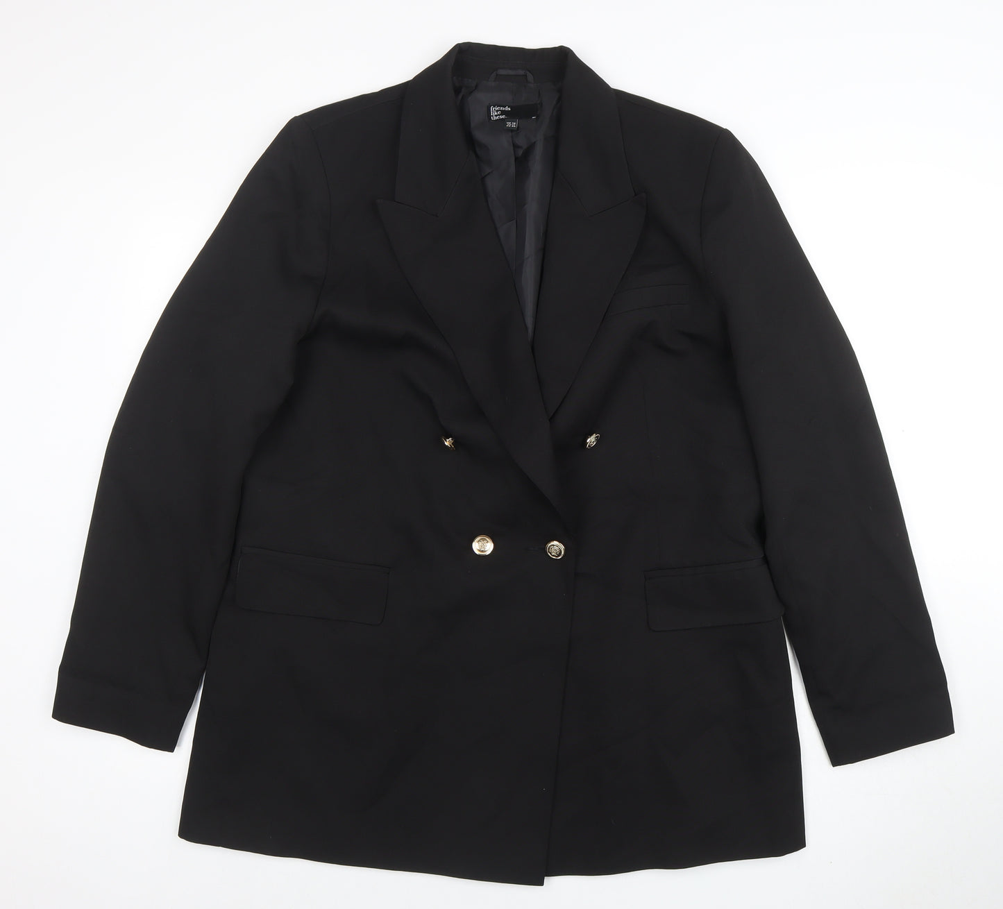 Friends Like These Women Black Size 18 Double-Breasted Blazer
