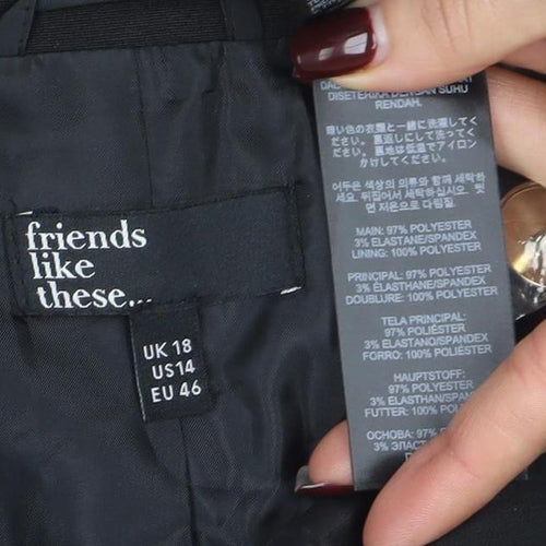 Friends Like These Women Black Size 18 Double-Breasted Blazer