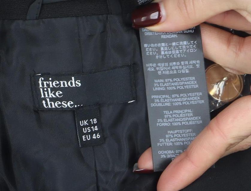 Friends Like These Women Black Size 18 Double-Breasted Blazer