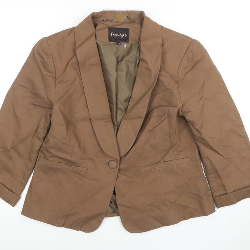 Phase Eight Womens Brown Shawl Collar Linen Blend Blazer Size 14