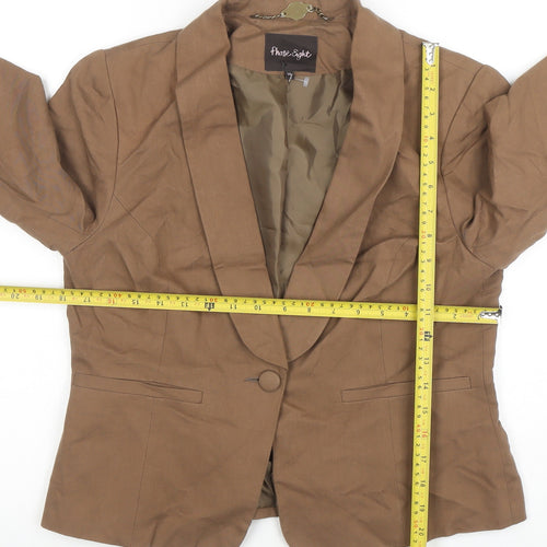 Phase Eight Womens Brown Shawl Collar Linen Blend Blazer Size 14