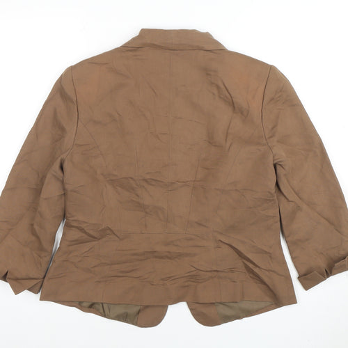 Phase Eight Womens Brown Shawl Collar Linen Blend Blazer Size 14