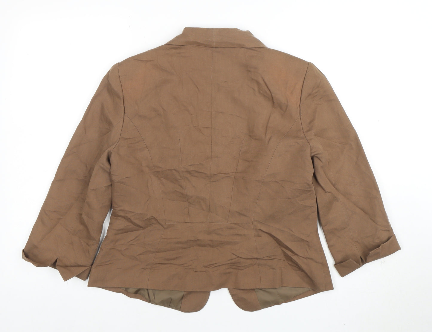 Phase Eight Womens Brown Shawl Collar Linen Blend Blazer Size 14