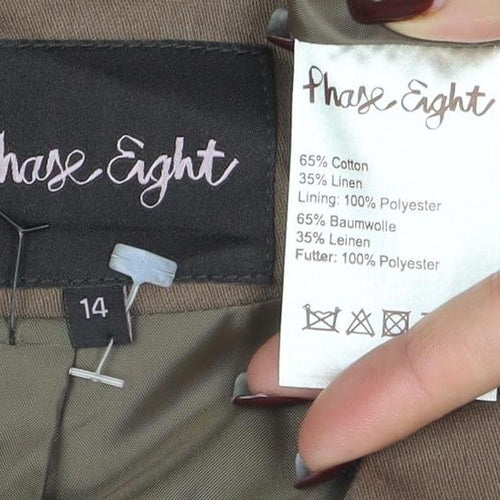 Phase Eight Womens Brown Shawl Collar Linen Blend Blazer Size 14