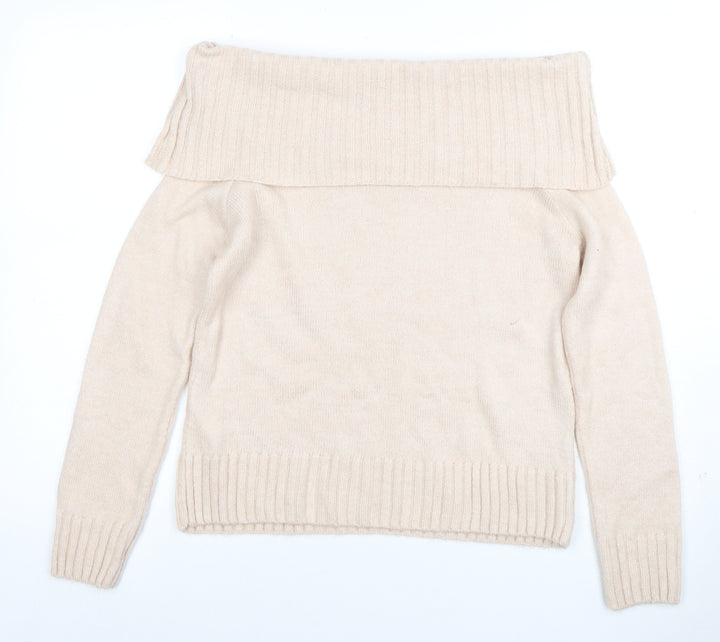 Friends Like These Women Beige Off Shoulder Knit Jumper Size 10