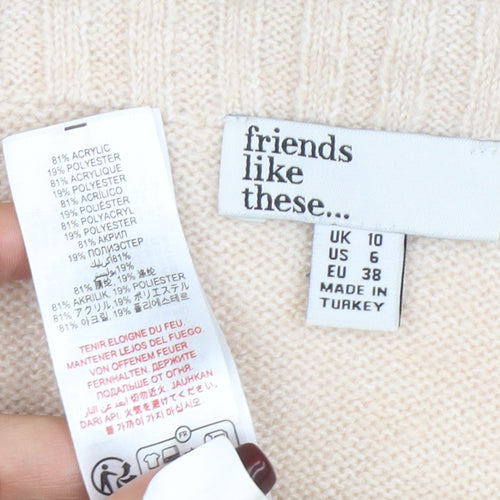 Friends Like These Women Beige Off Shoulder Knit Jumper Size 10