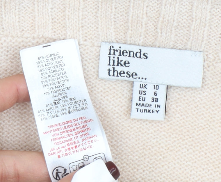 Friends Like These Women Beige Off Shoulder Knit Jumper Size 10