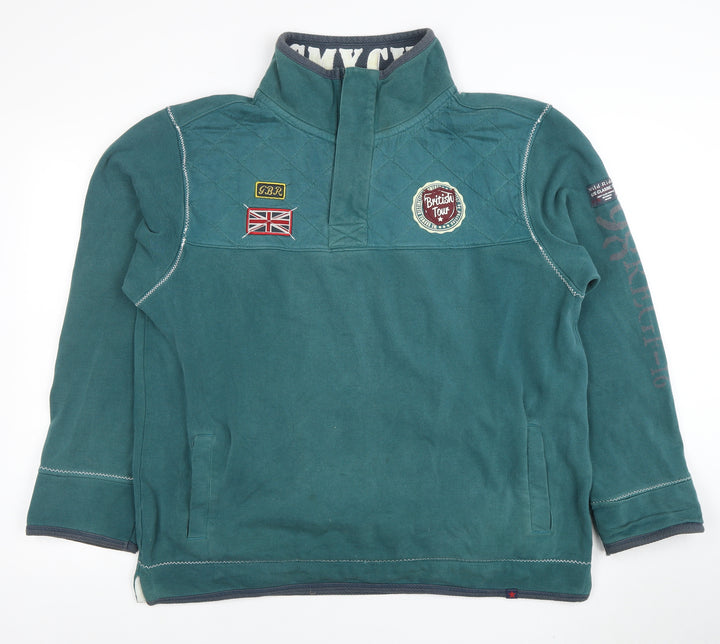 Joe Browns Men's Green 1/4 Zip Quilted Cotton Sweatshirt M