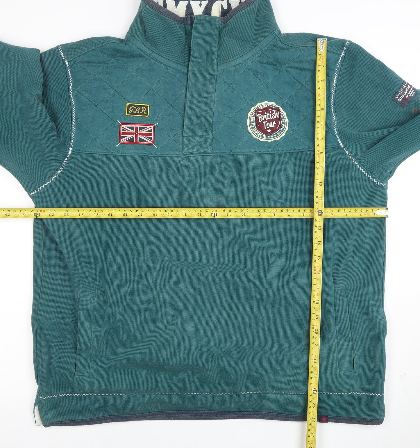 Joe Browns Men's Green 1/4 Zip Quilted Cotton Sweatshirt M