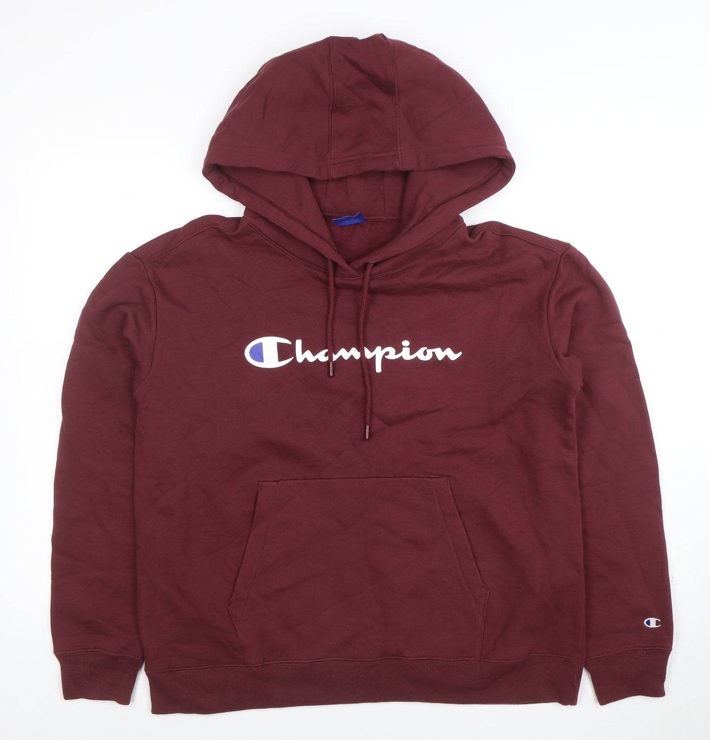 Champion Men’s Red Pullover Hoodie Medium Logo Cotton Sweatshirt