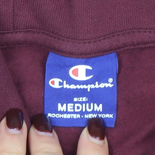 Champion Men’s Red Pullover Hoodie Medium Logo Cotton Sweatshirt