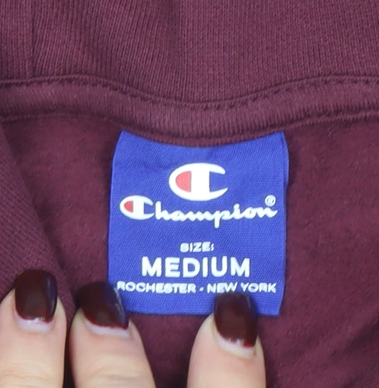 Champion Men’s Red Pullover Hoodie Medium Logo Cotton Sweatshirt