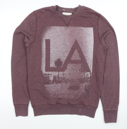 River Island Men's Purple LA Graphic Sweatshirt Size S