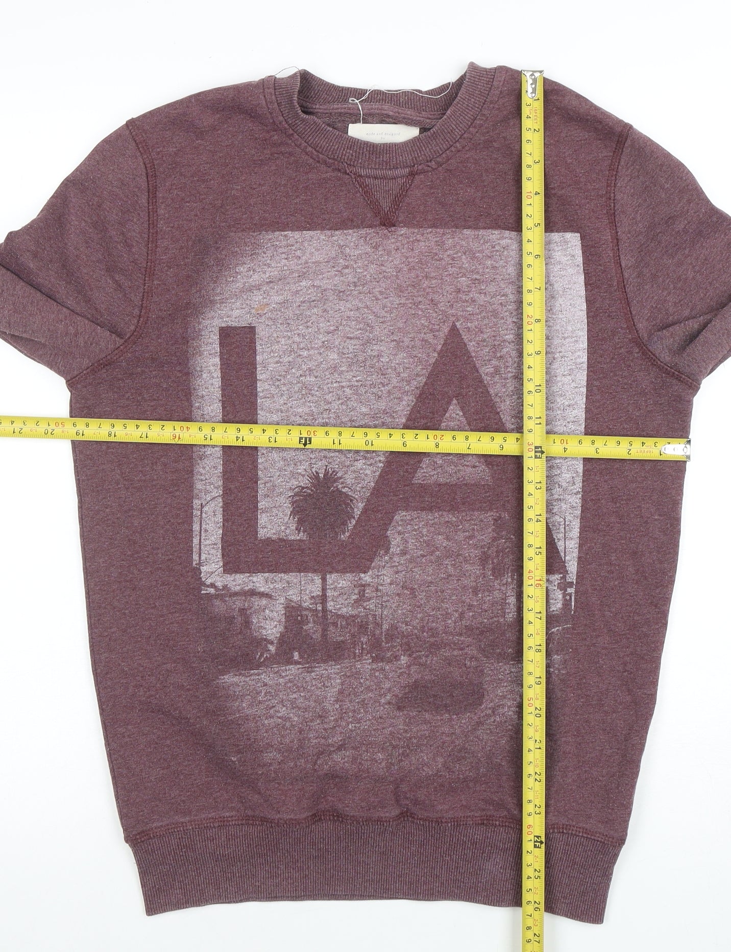 River Island Men's Purple LA Graphic Sweatshirt Size S