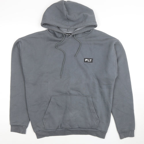 PrettyLittleThing Unisex Grey Pullover Hoodie Size XS Fleece Logo